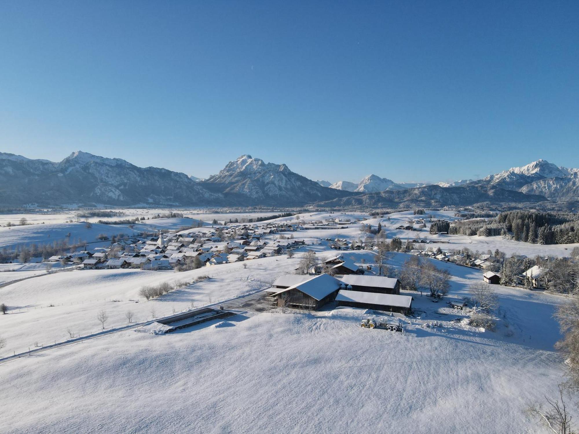 Chalet - Ferienwohnungen - Biohof Stoeger - Panoramasuedbalkon - Grandiose Aussicht Auf See, Berge Und Schloss Neuschwanstein Rieden Luaran gambar