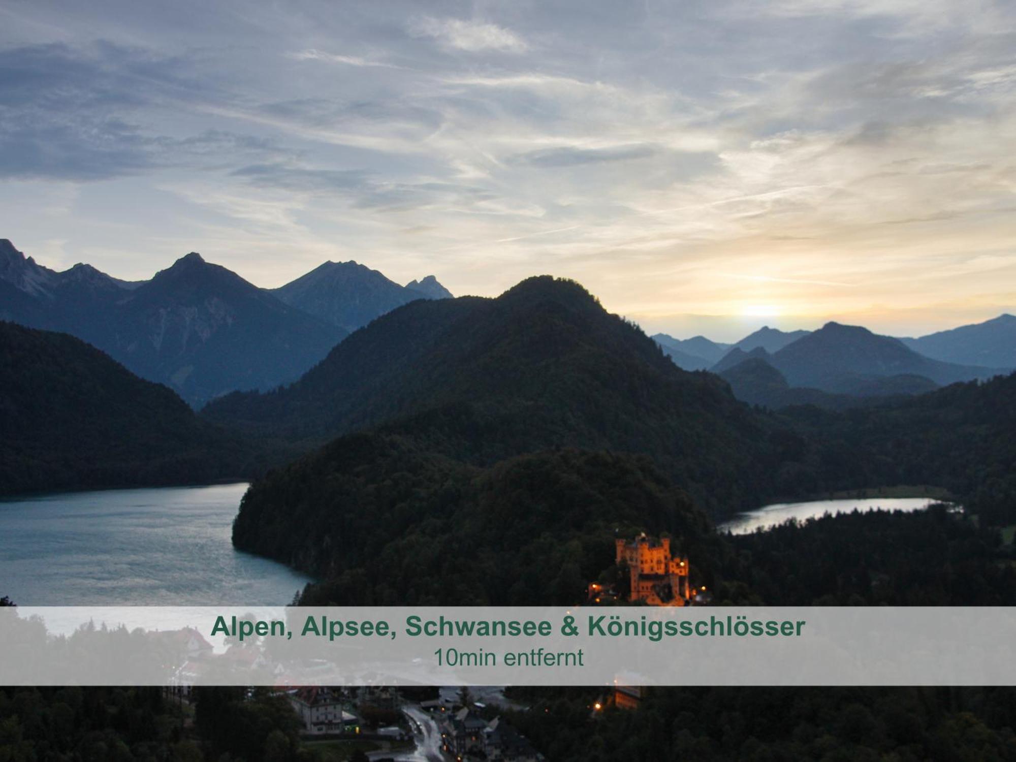 Chalet - Ferienwohnungen - Biohof Stoeger - Panoramasuedbalkon - Grandiose Aussicht Auf See, Berge Und Schloss Neuschwanstein Rieden Luaran gambar