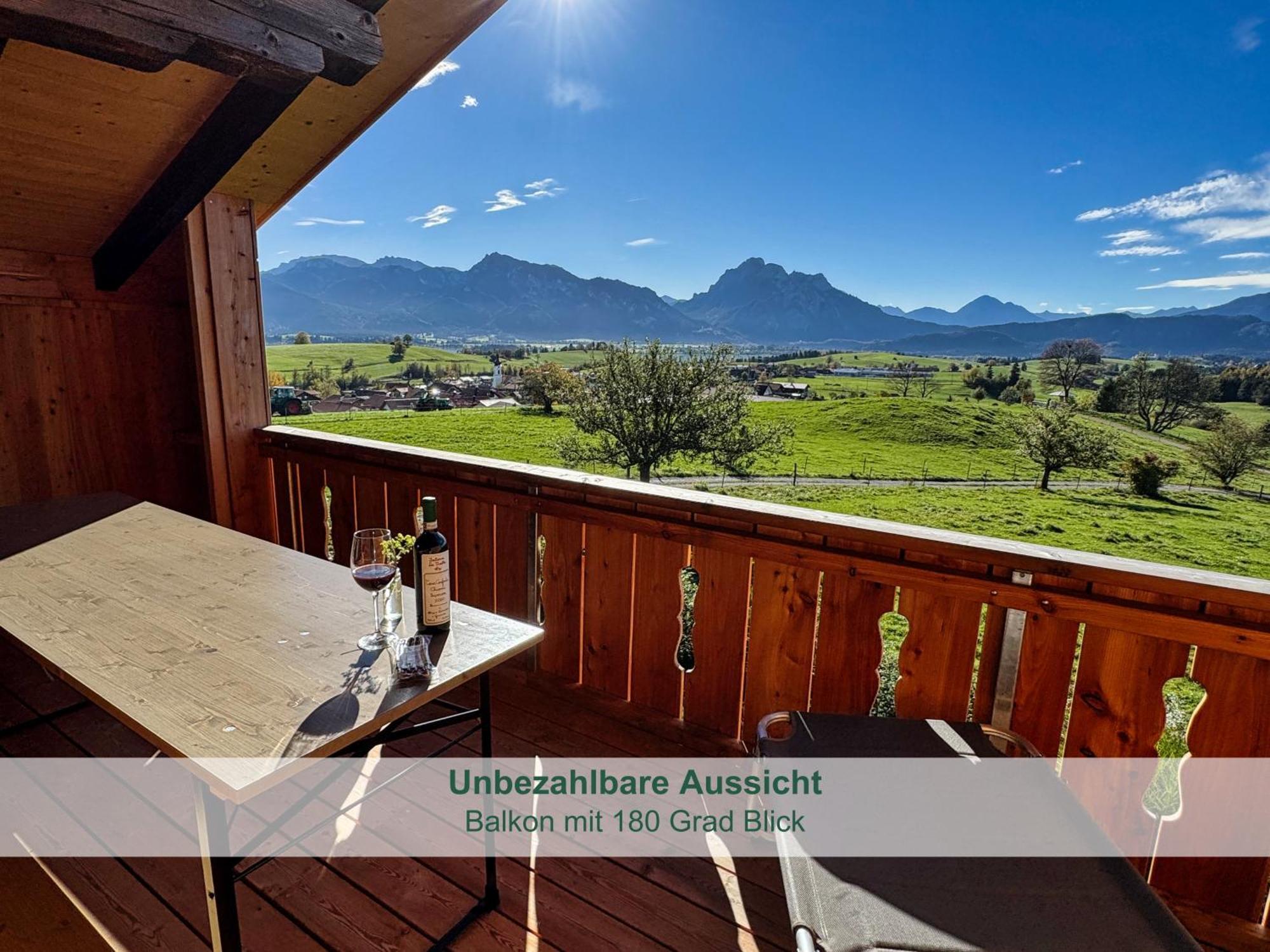 Chalet - Ferienwohnungen - Biohof Stoeger - Panoramasuedbalkon - Grandiose Aussicht Auf See, Berge Und Schloss Neuschwanstein Rieden Luaran gambar